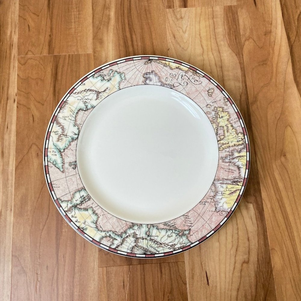 Syracuse Serving Plate Roman World Map Pattern Diameter: 12'' Made In USA Rare